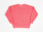 Pink sweatshirt with a small logo on a white background