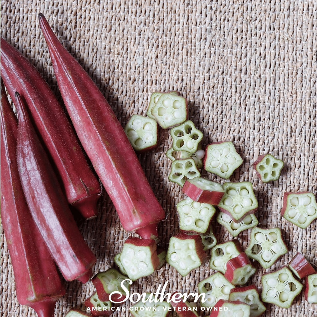 Red Burga Red Burgundy Okra – 50 Seeds – Jug Sow